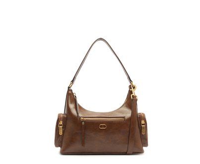 Bolsa Tiracolo Média Bolso Lateral Marrom