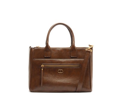Bolsa Tote Média Bolso Frontal Detalhe Marrom